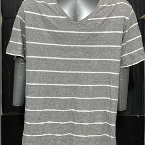 Old Navy Gray and White Striped Tee